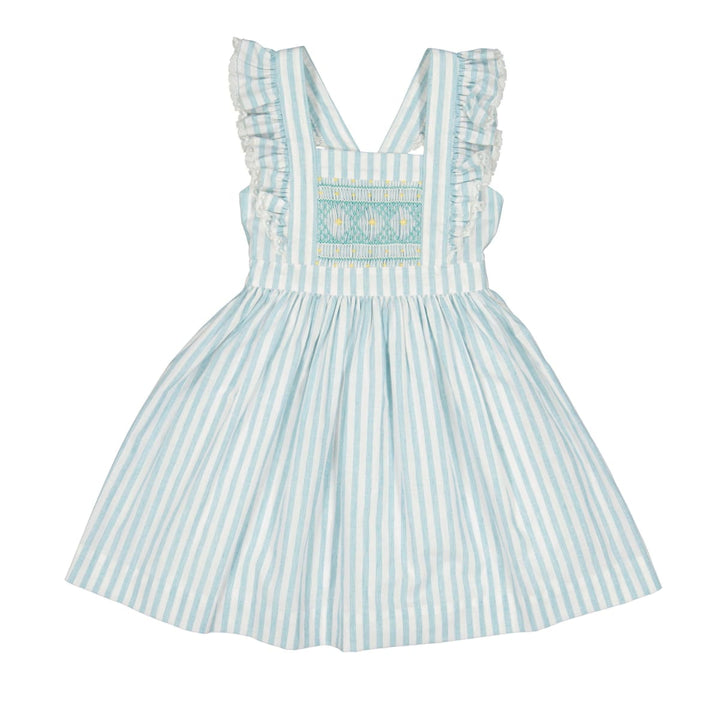 Sleeveless Cross Back Dress - Georgette Green Stripes