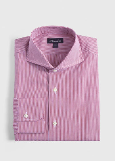 Phineas Cole Stripe Cotton Dress Shirt - Wine