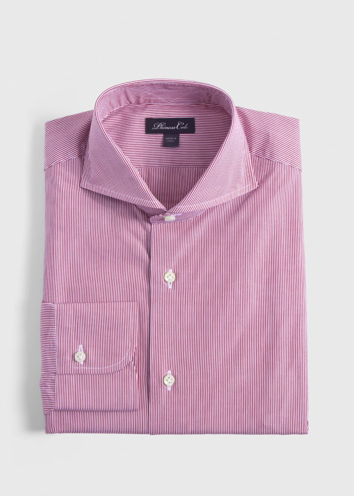 Phineas Cole Stripe Cotton Dress Shirt - Wine