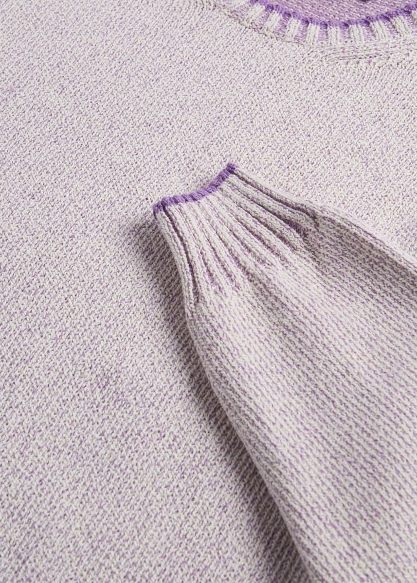 Cotton Summer Moulinee Crew Neck Sweater - Lavender