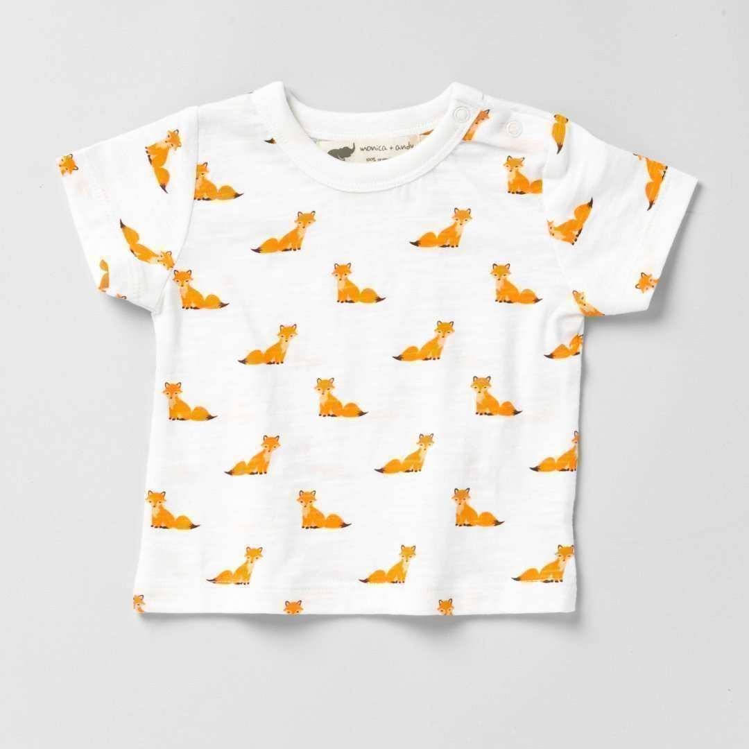 Short Sleeve Slub Jersey Printed Tee - Fox Tails