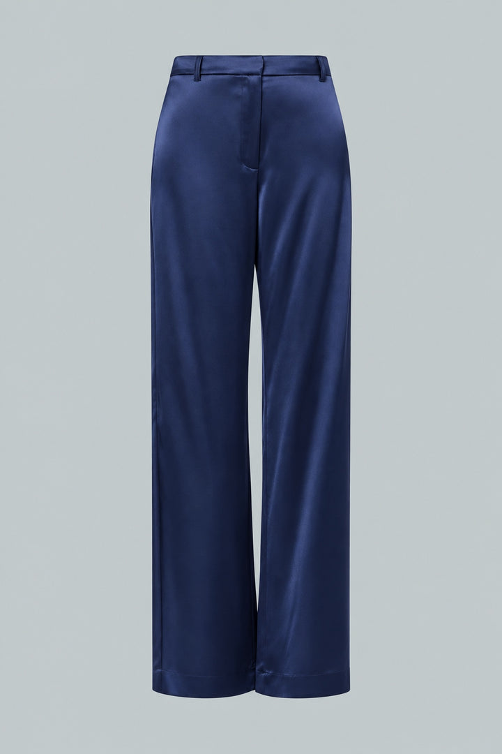 Silky Wide Leg Trousers - Navy