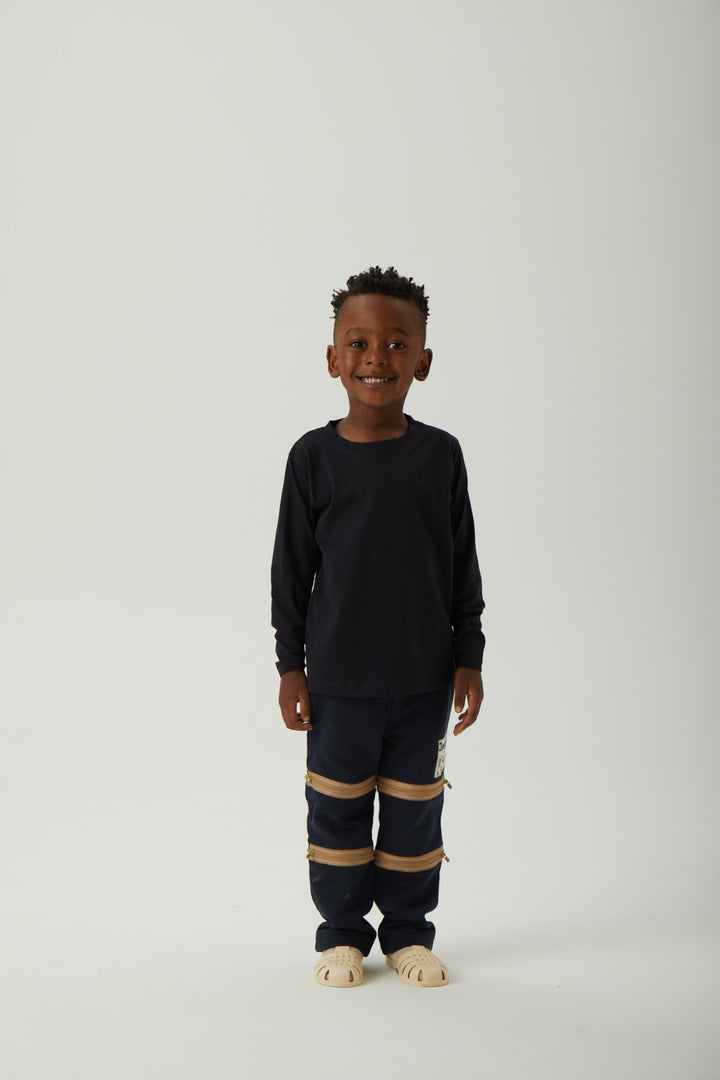 Relaxed Fit Long Sleeve with Elbow Pads - Navy
