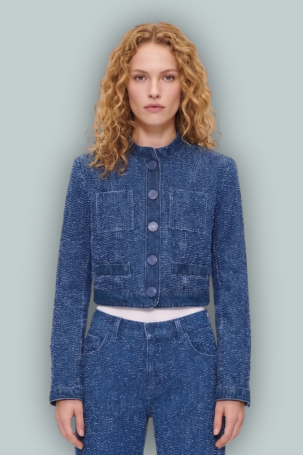 GapStudio Tweed Bouclé Cropped - Medium Wash