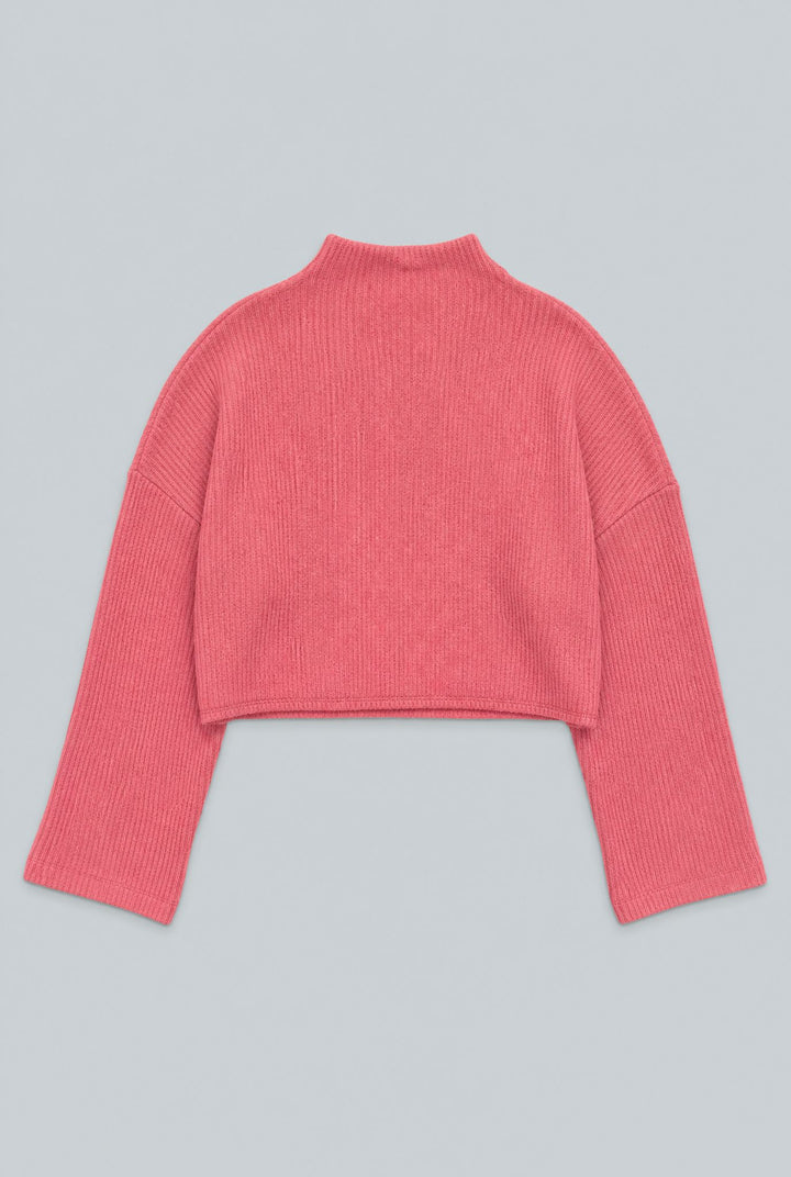 Ribbed Textured Open Back Top - Rose