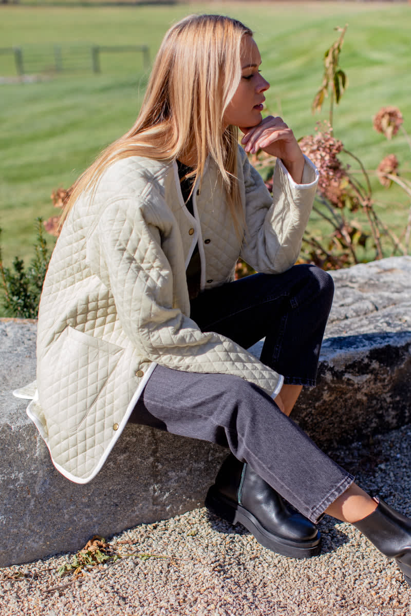 India Quilted Coat - Buttercream