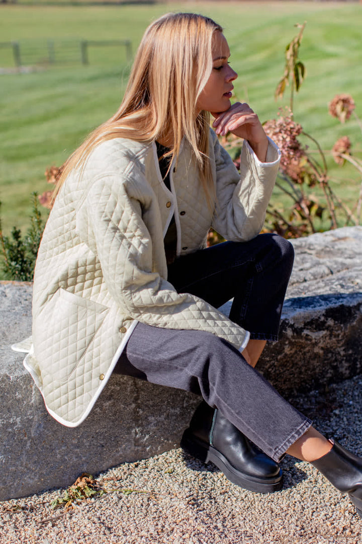 India Quilted Coat - Buttercream