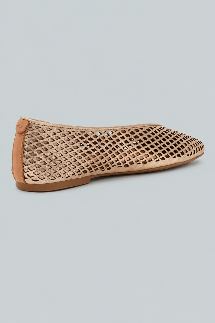 Women's Willow Perforated Leather Ballet Flats - Gravel Leather