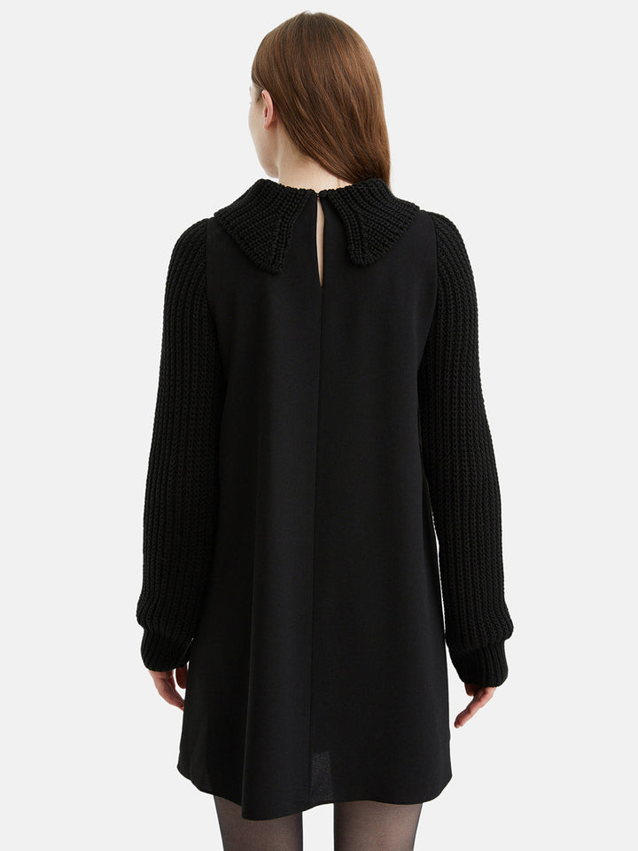 Knit Details Dress - Black