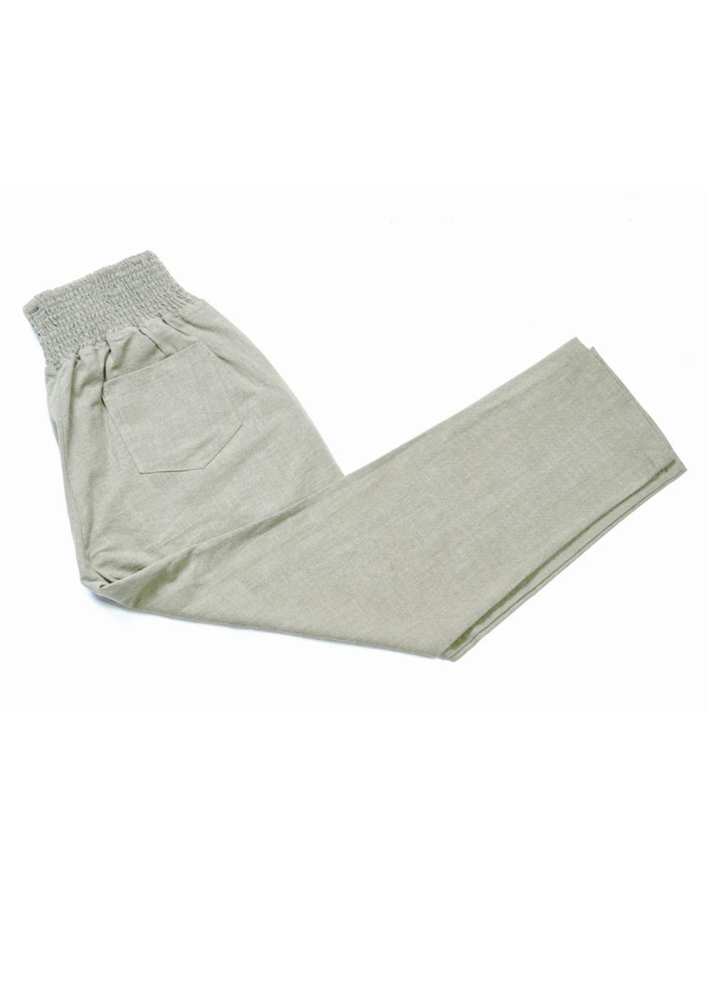 Everyday Transitional Maternity Smocked Linen Pant - Natural