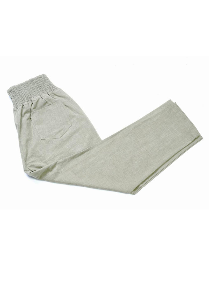 Everyday Transitional Maternity Smocked Linen Pant - Natural
