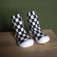 White Sole SlipKix™ - Black Checkered