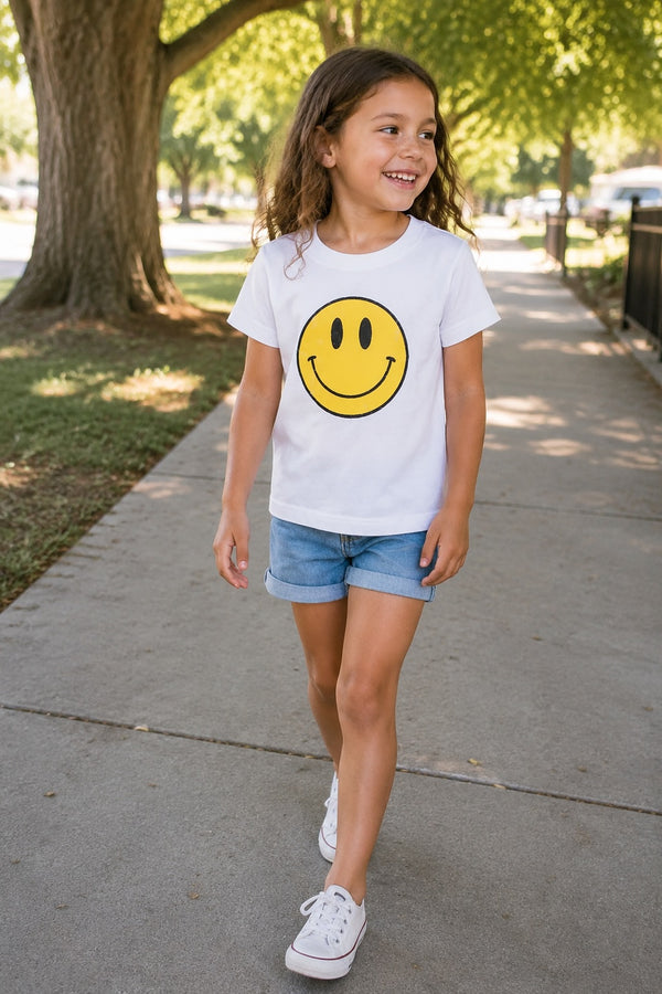 Happy Face Original Tee Little Kids - White
