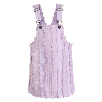 Denim Jumper Dress - Purple Stripe