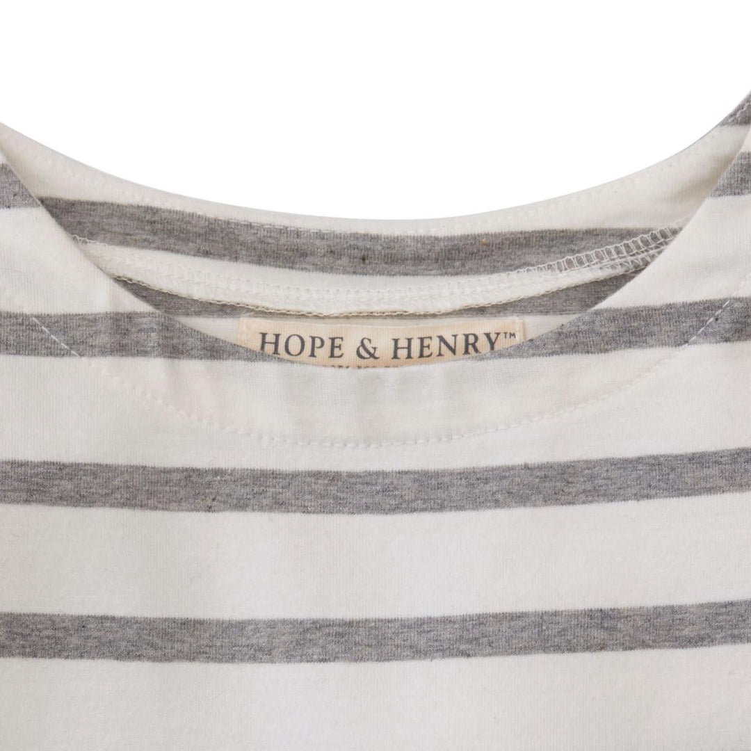 Lightweight Blocked Organic Skater Dress - Gray Stripe with Chambray