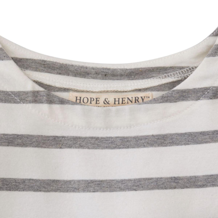 Lightweight Blocked Organic Skater Dress - Gray Stripe with Chambray