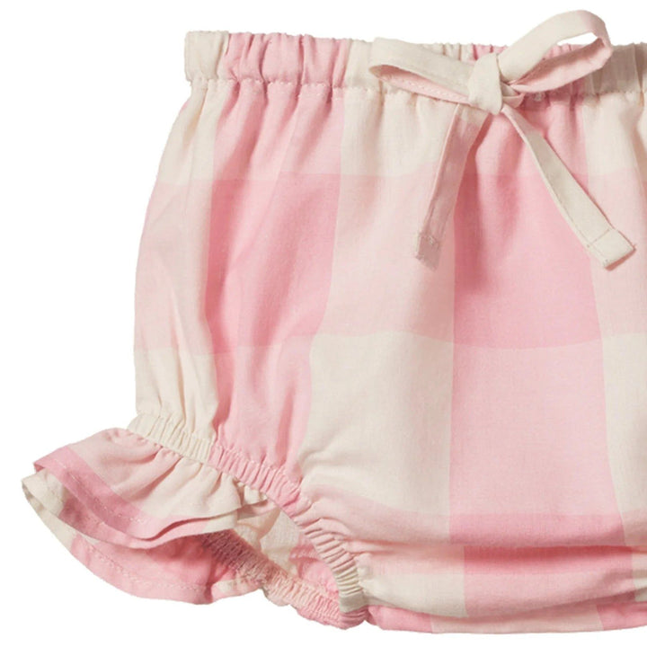 Gingham Petal Bloomers - Summer Rose Check Shorts Nature Baby 