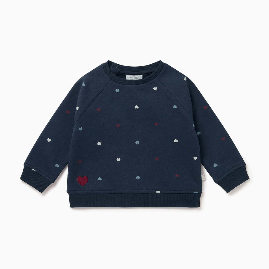 Hearts Sweatshirt - Navy Hearts Sweatshirts Mori 