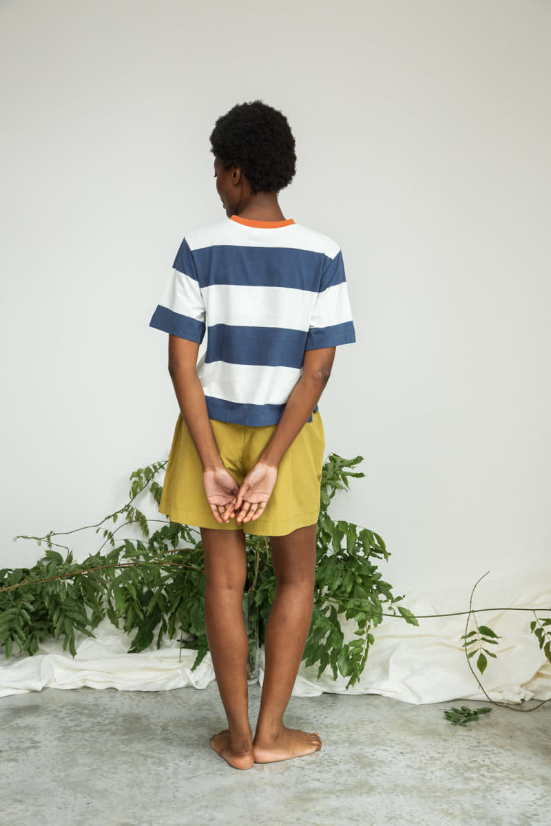 Bay-Sue Organic Cotton Top - Midnight and White Bold Stripe