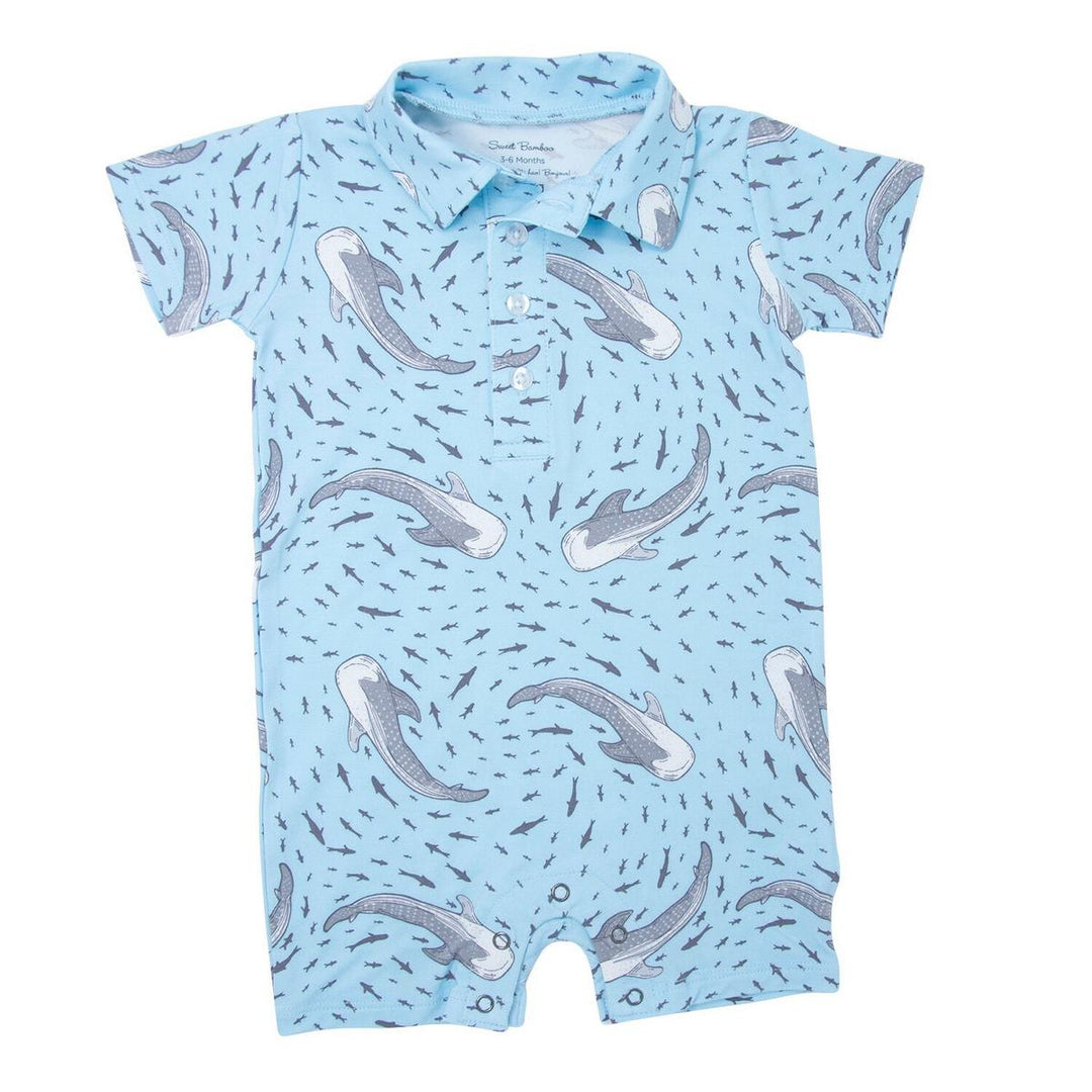 Polo Romper - Swirling Sharks