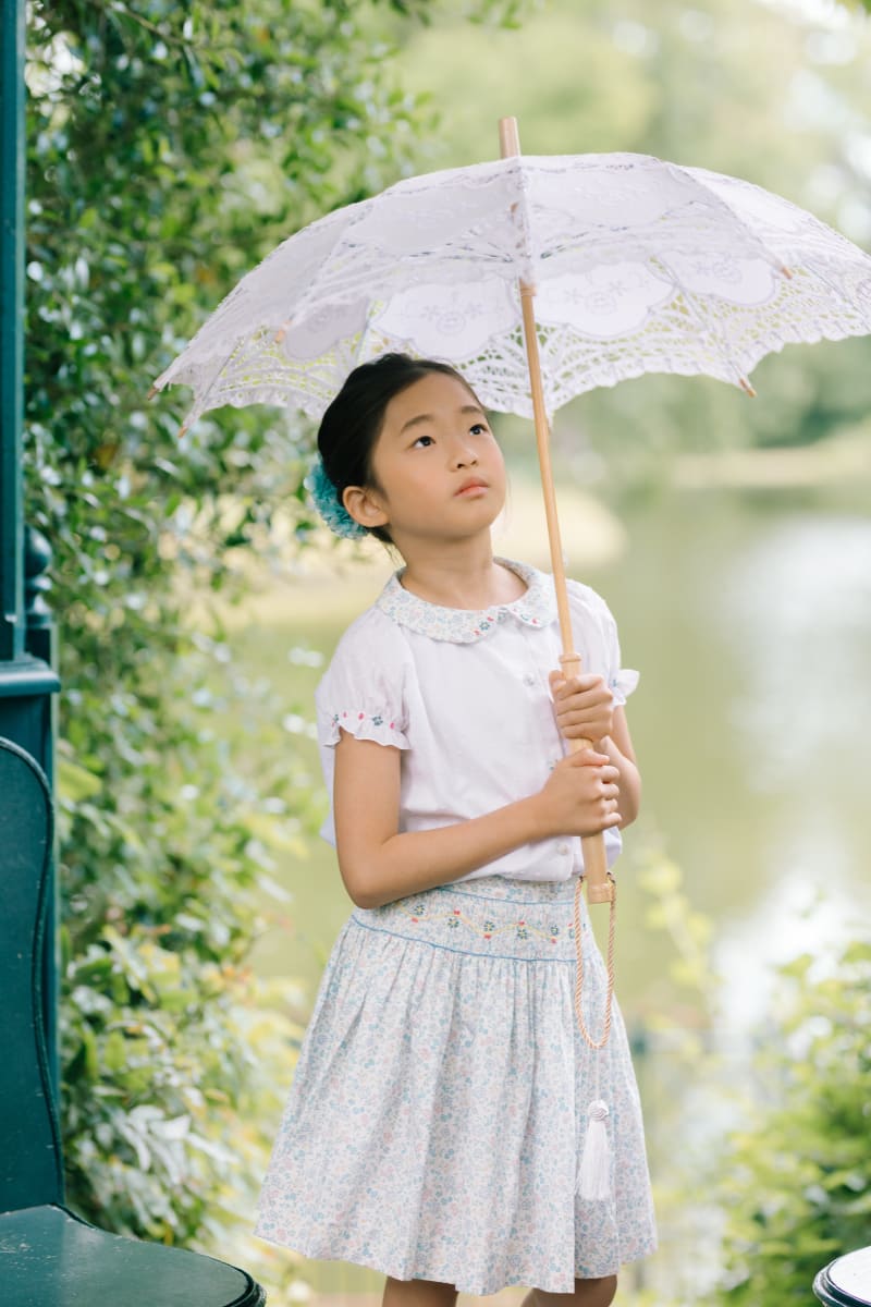 Marie Skirt & Short Sleeve Blouse - Floral/Blue