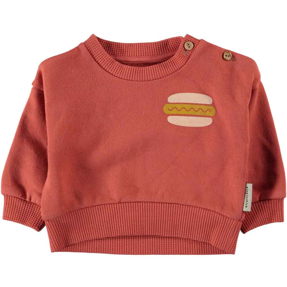 Baby Unisex Sweatshirt - Brick w/ Hot Dog Print