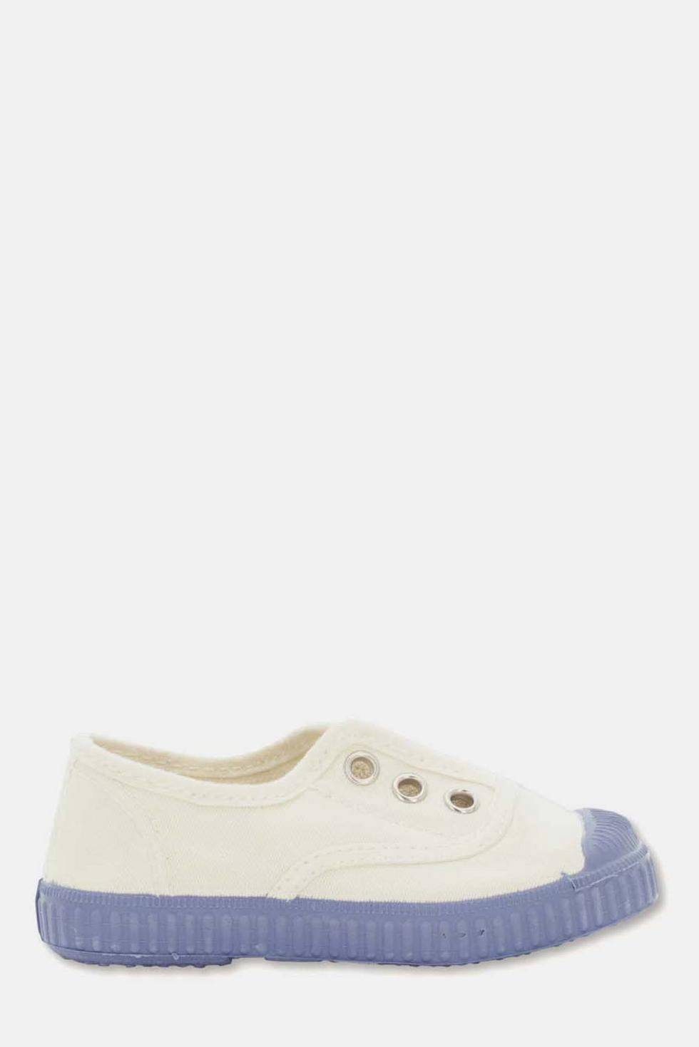 Slip-on vegan baby shoelace sneakers - Ivory sky blue
