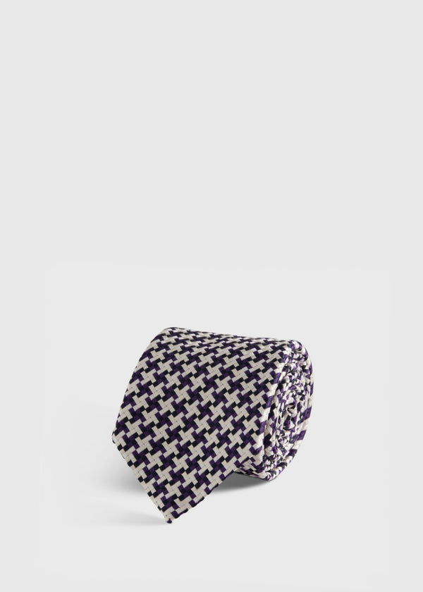 Woven Silk Houndstooth Tie - Purple
