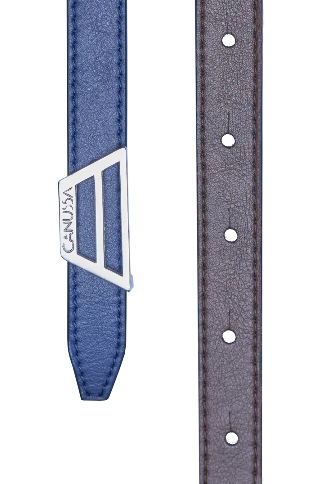 Reverse reversible belt - Blue/Brown