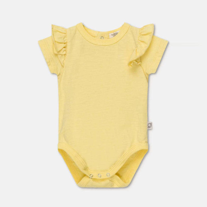 Slub Ruffle Baby Bodysuit - Yellow - Bodysuit