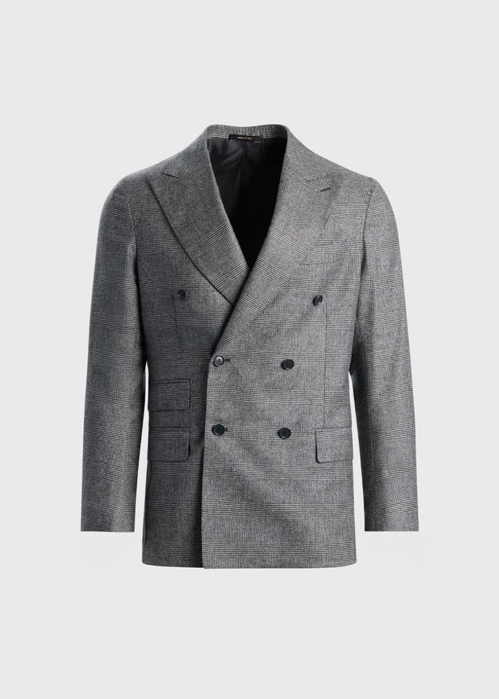 Glen Plaid Double-Breasted Suit - Grey