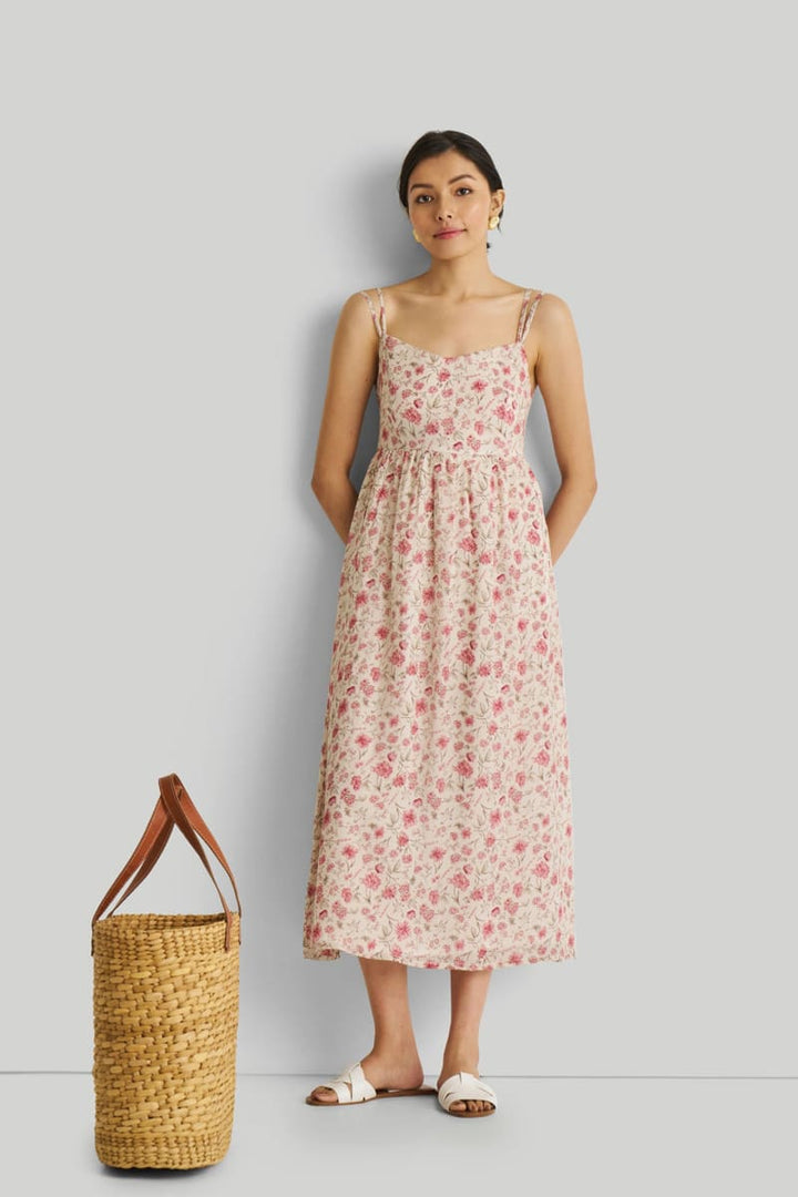 Strappy Gathered Midi Dress - Petal Fusion