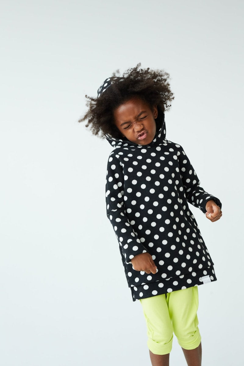 Grow With Me Hoodie - Black + Polka Dots
