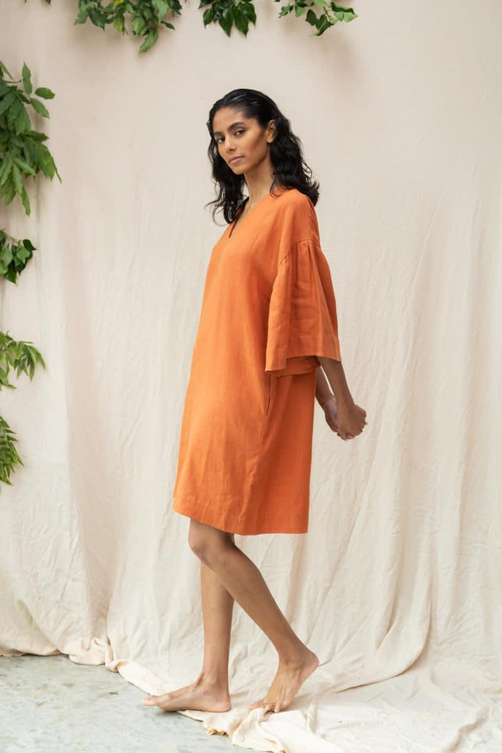 Isolde-May Linen Dress - Terracotta