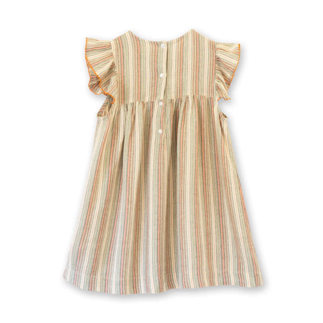 Girls' Flutter Sleeve Dress - Mint Green Stripe