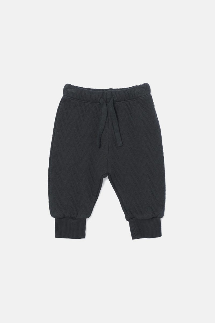 Quilted Zigzag Baby Pants - Dark Grey - Joggers