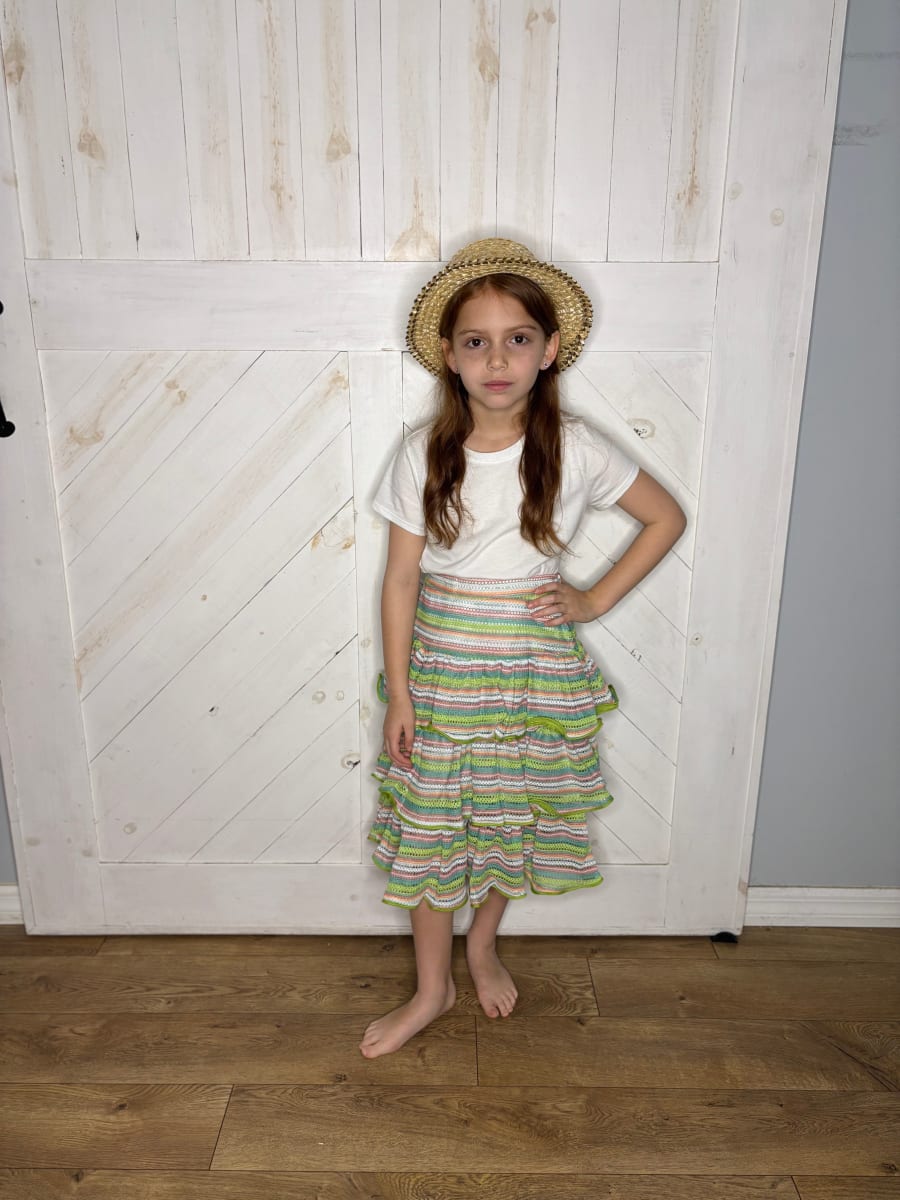 Crochet Tiered Skirt - Apple Green