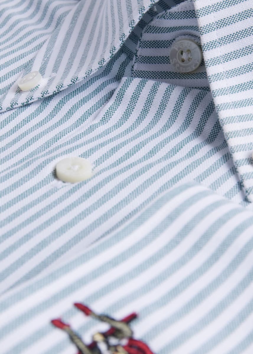 Stripe Oxford Logo Sport Shirt - Green