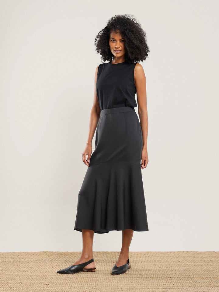 Tencel Flared Skirt - Black