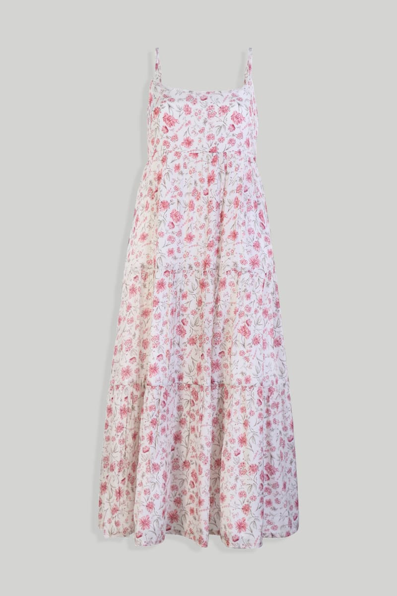 Strappy Gathered Midi Dress - Petal Fusion