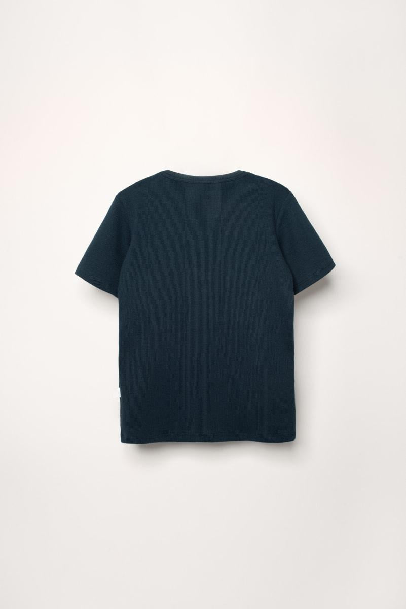 Organic Ribbed T-Shirt - Navy