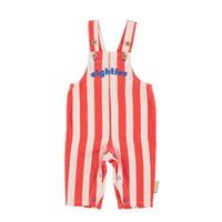 Baby Dungarees | Red & White Stripes w/ "eighties" Print