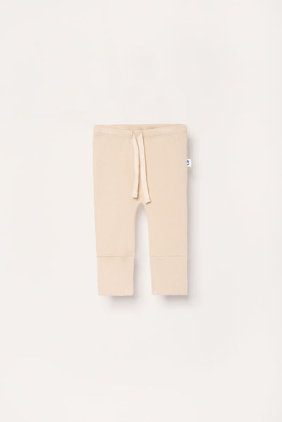 Organic Ribbed Baby Pants - Sand