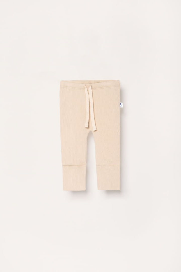 Organic Ribbed Baby Pants - Sand