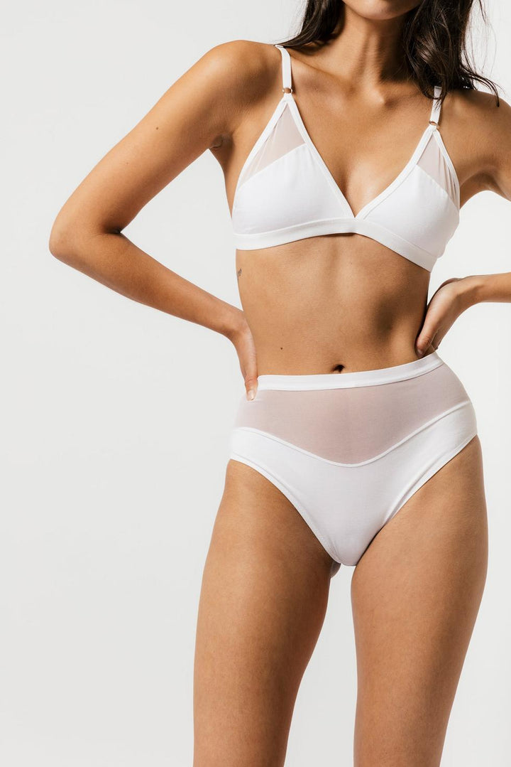 Logan High Cut Bikini - White
