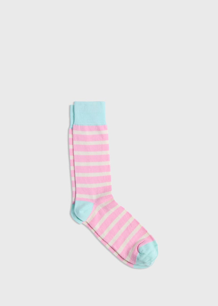 Cotton Two Color Stripe Sock - Peach