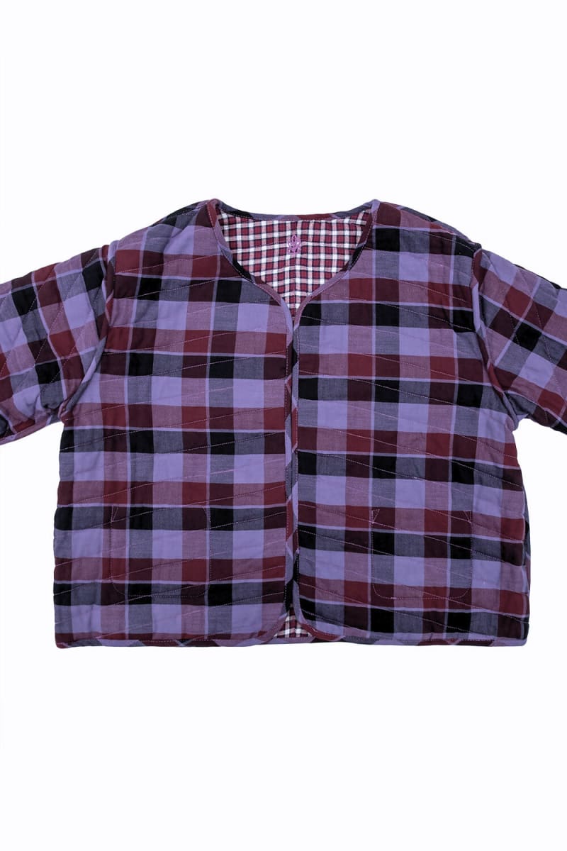 Purple Plaid Quilted Children's Jacket