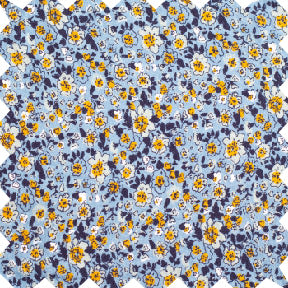 Girls Adelaide Velvet Tie Dress - Blue And Mustard Wildflowers