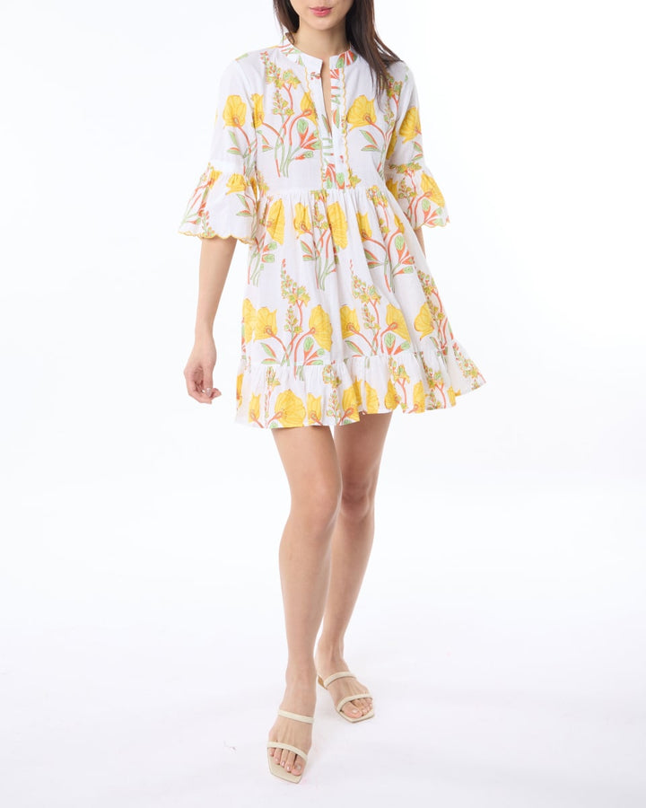 Mykonos Dress - Yellow/White