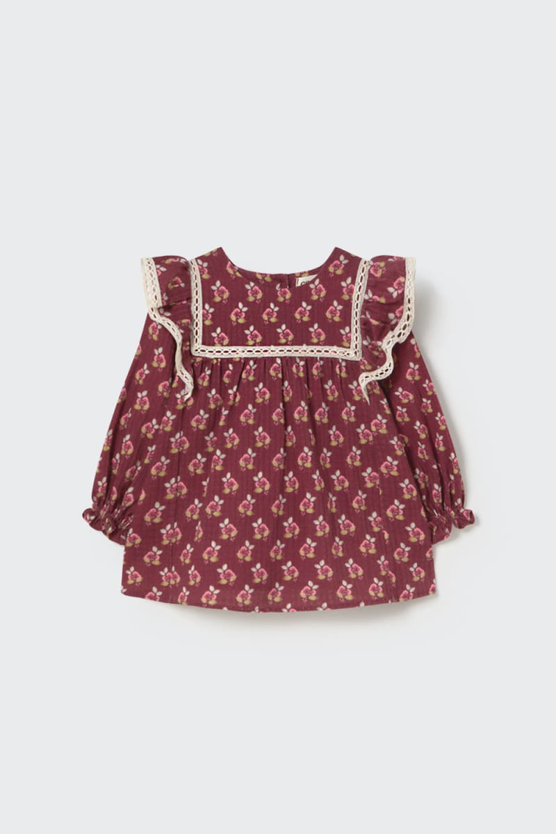 Bloom Textured Baby Dress Burgundy